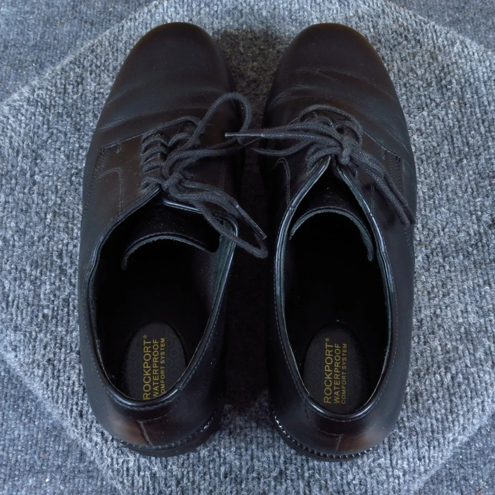 Rockport APM72481 Mens Waterproof Derby Shoes Sz 9.5 M Work Dress Black Leather